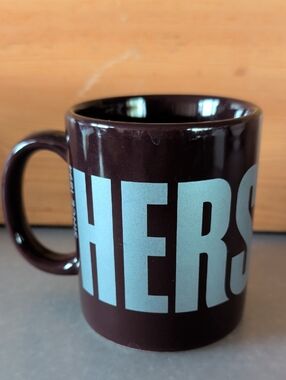 Hershey's,Chocolate Brown Ceramic Coffee /Tea Mug with Pale Gray Lettering.